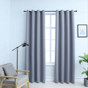 mørklægningsgardiner 2 stk. med metalringe 140 x 175 cm grå