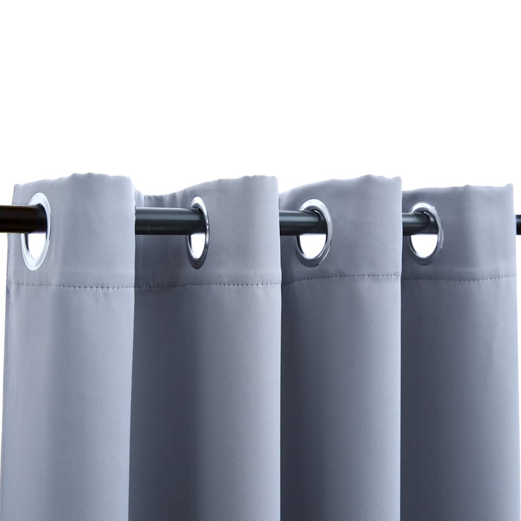 mørklægningsgardiner 2 stk. med metalringe 140 x 225 cm grå