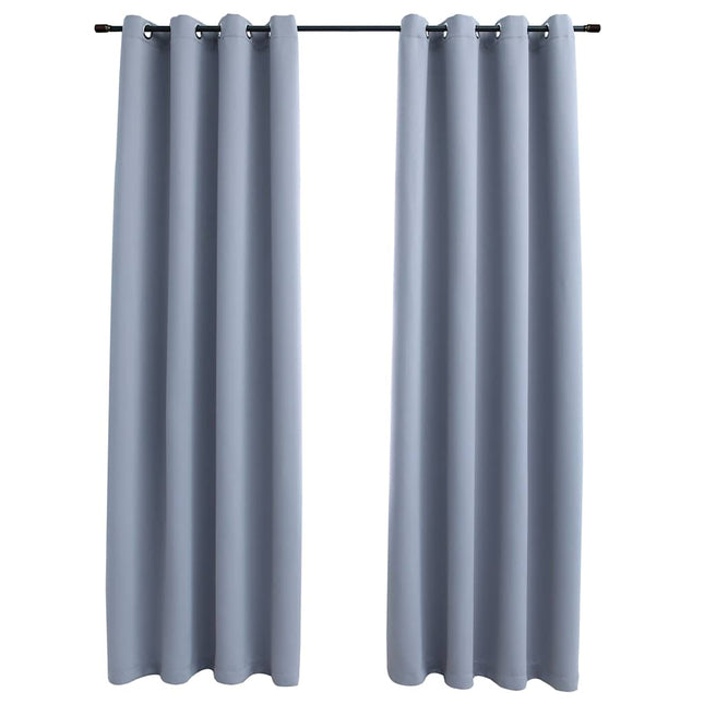 mørklægningsgardiner 2 stk. med metalringe 140 x 245 cm grå