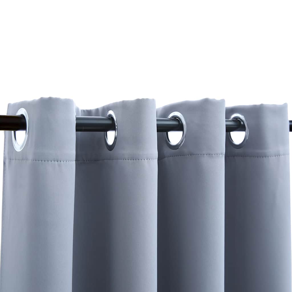 mørklægningsgardiner 2 stk. med metalringe 140 x 245 cm grå