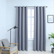 mørklægningsgardiner 2 stk. med metalringe 140 x 245 cm grå
