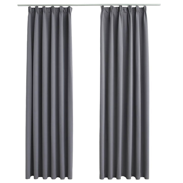 mørklægningsgardiner med kroge 2 stk. 140 x 175 cm grå
