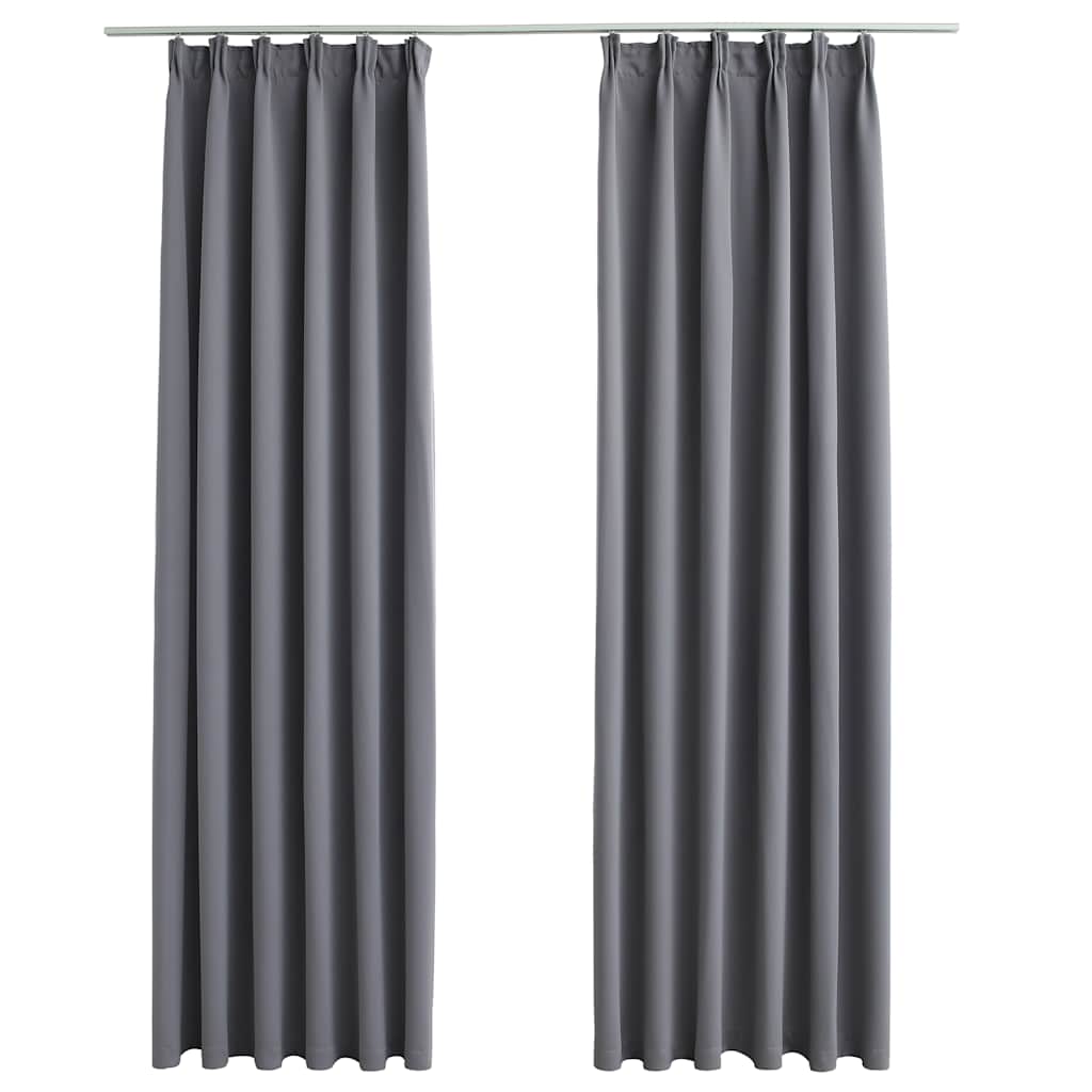 mørklægningsgardiner med kroge 2 stk. 140 x 245 cm grå