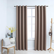mørklægningsgardiner 2 stk. med metalringe 140 x 175 cm gråbrun