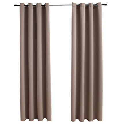 mørklægningsgardiner 2 stk. med metalringe 140 x 225 cm gråbrun
