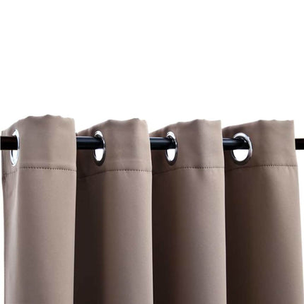 mørklægningsgardiner 2 stk. med metalringe 140 x 225 cm gråbrun