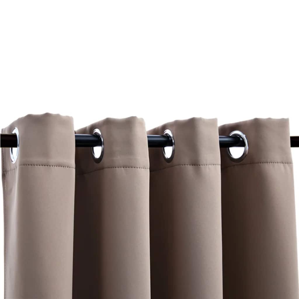 mørklægningsgardiner 2 stk. med metalringe 140 x 245 cm gråbrun