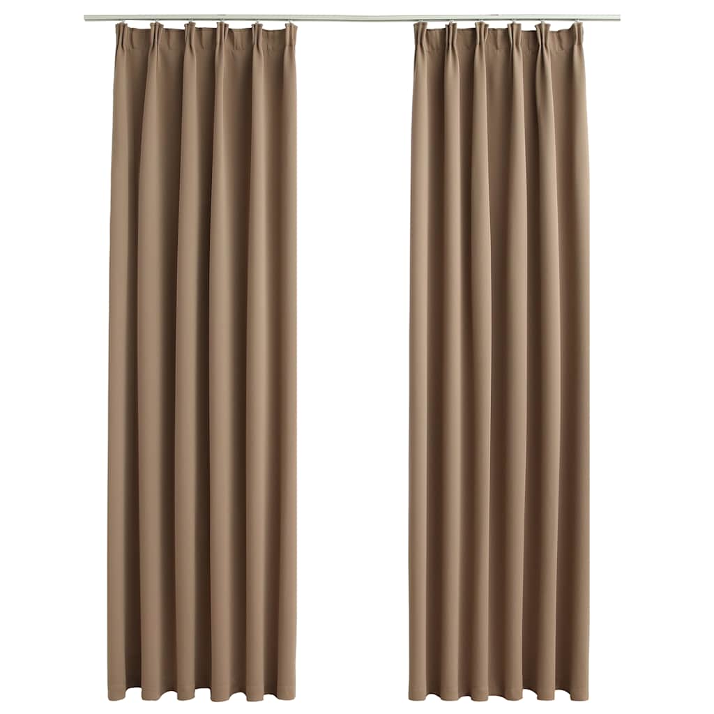 mørklægningsgardiner med kroge 2 stk. 140 x 175 cm gråbrun