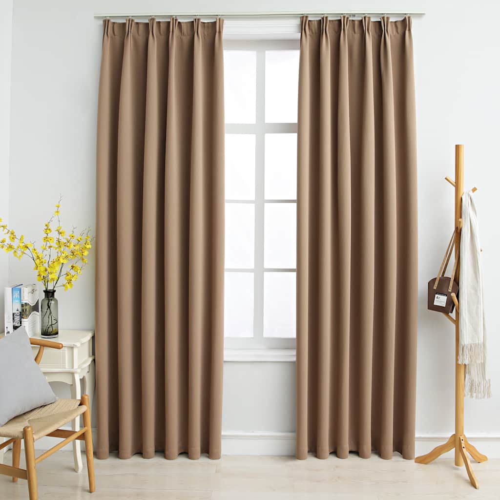 mørklægningsgardiner med kroge 2 stk. 140 x 175 cm gråbrun