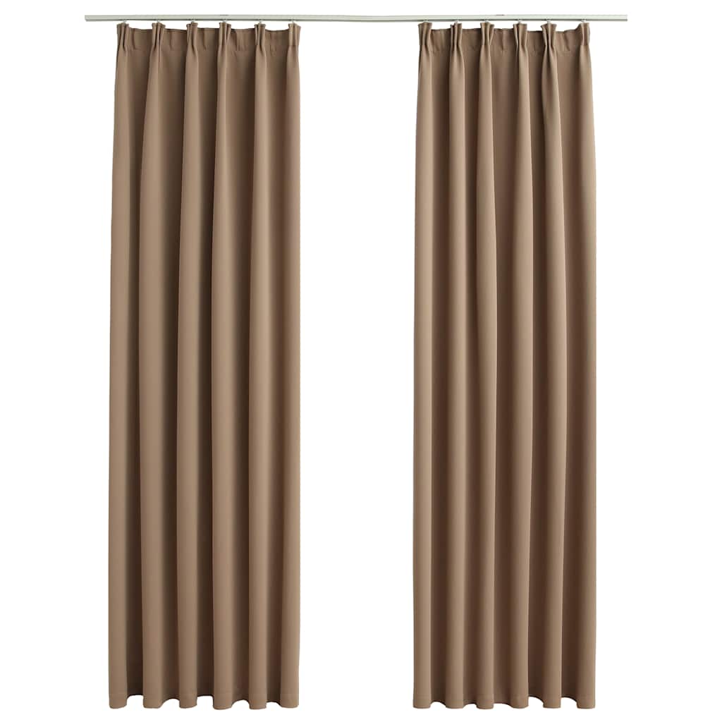 mørklægningsgardiner med kroge 2 stk. 140 x 245 cm gråbrun