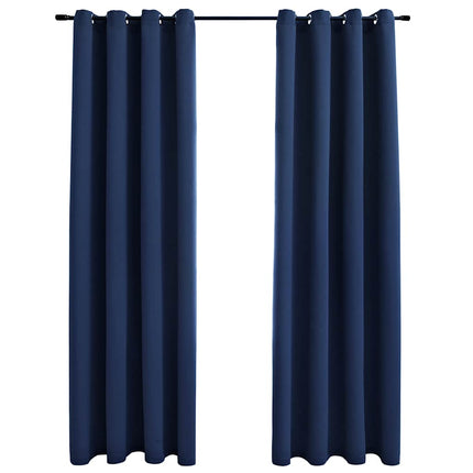 mørklægningsgardiner 2 stk. med metalringe 140 x 175 cm blå