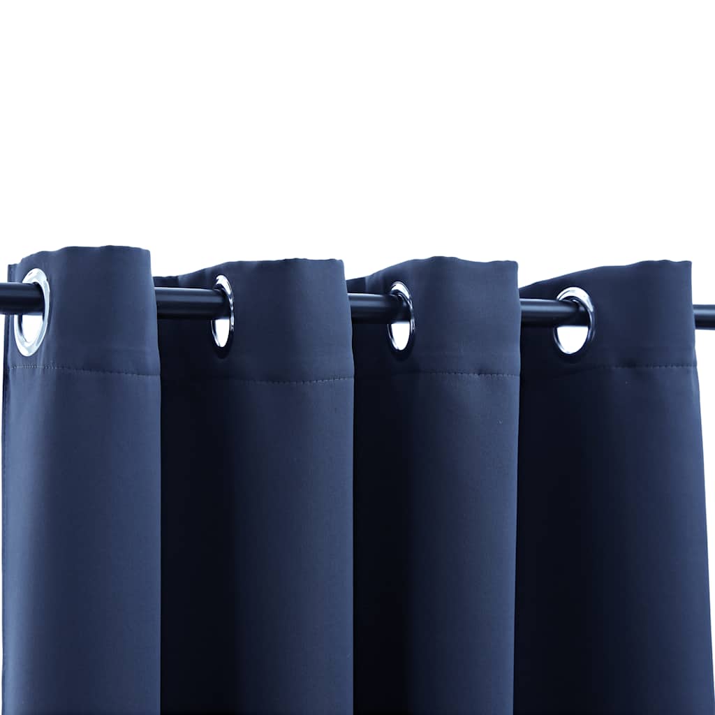 mørklægningsgardiner 2 stk. med metalringe 140 x 225 cm blå