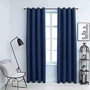 mørklægningsgardiner 2 stk. med metalringe 140 x 225 cm blå