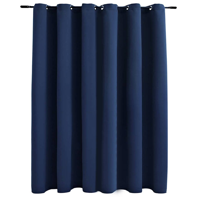 mørklægningsgardin med metalringe 290 x 245 cm blå