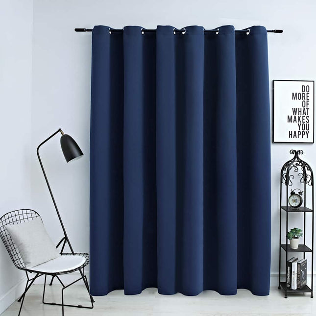 mørklægningsgardin med metalringe 290 x 245 cm blå