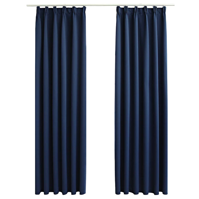 mørklægningsgardiner 2 stk. med kroge 140 x 175 cm blå