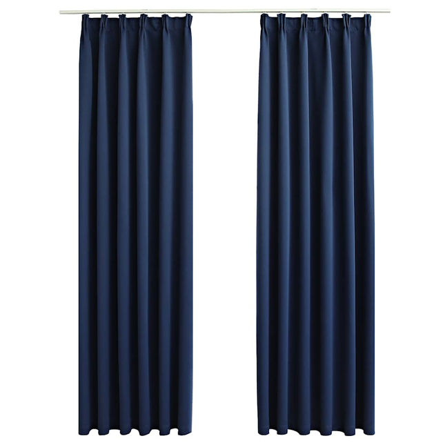 mørklægningsgardiner med kroge 2 stk. 140 x 225 cm blå