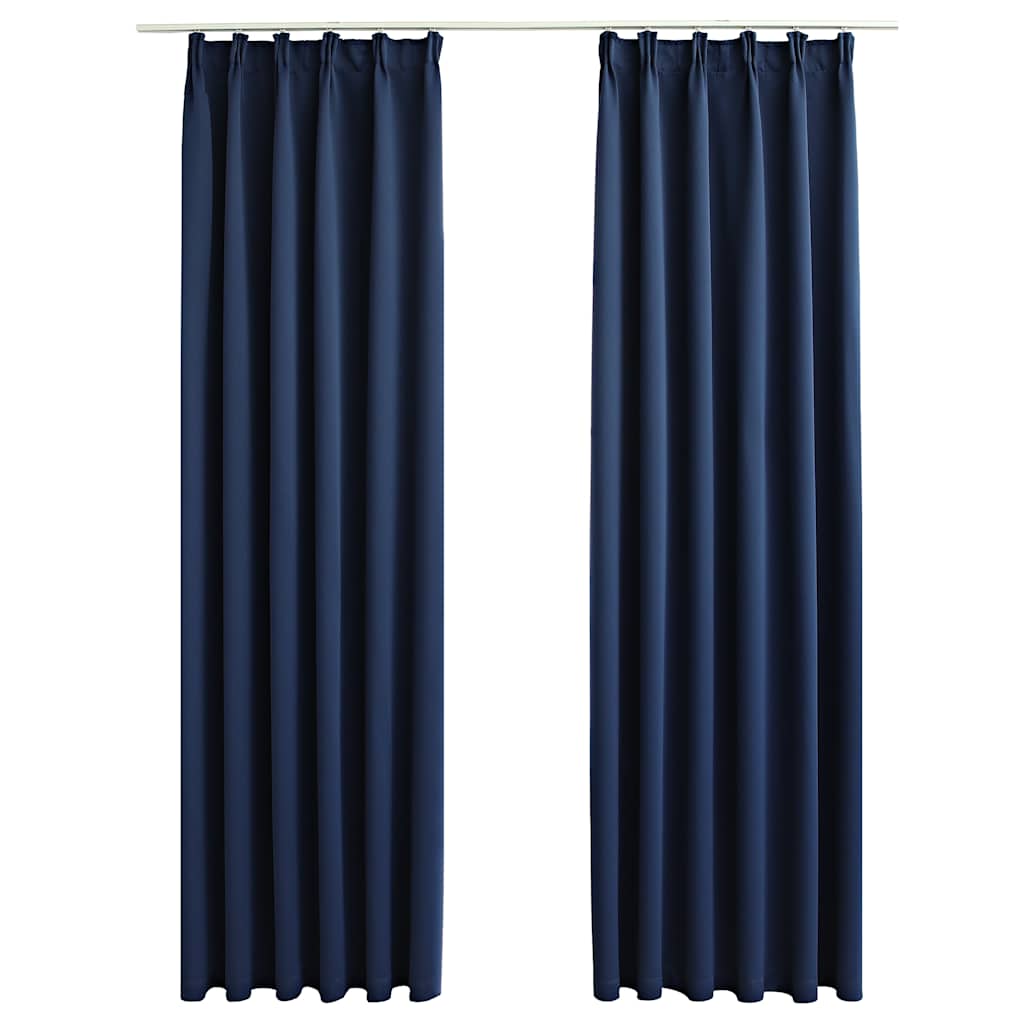 mørklægningsgardiner med kroge 2 stk. 140 x 225 cm blå