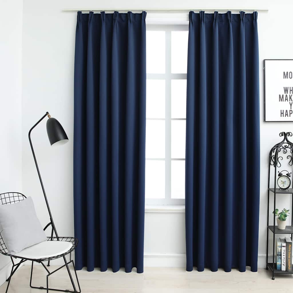 mørklægningsgardiner med kroge 2 stk. 140 x 225 cm blå