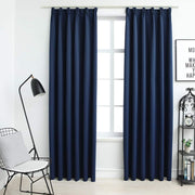 mørklægningsgardiner med kroge 2 stk. 140 x 225 cm blå