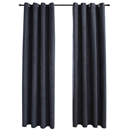mørklægningsgardiner 2 stk. metalringe 140 x 245 cm antracitgrå