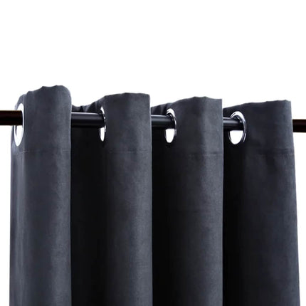 mørklægningsgardiner 2 stk. metalringe 140 x 245 cm antracitgrå