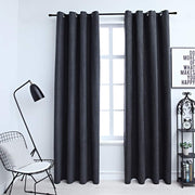 mørklægningsgardiner 2 stk. metalringe 140 x 245 cm antracitgrå