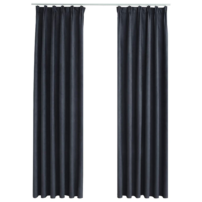 mørklægningsgardiner med kroge 2 stk. 140 x 175 cm antracitgrå