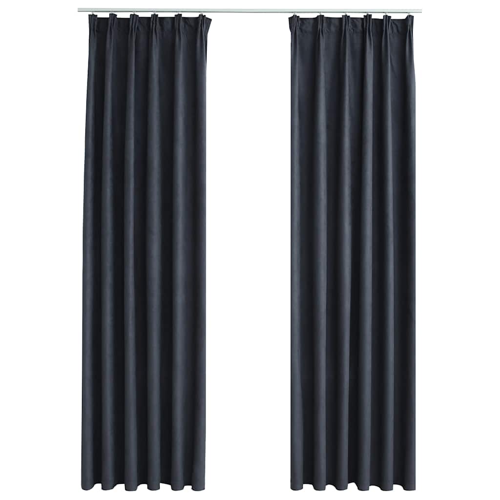 mørklægningsgardiner med kroge 2 stk. 140 x 175 cm antracitgrå