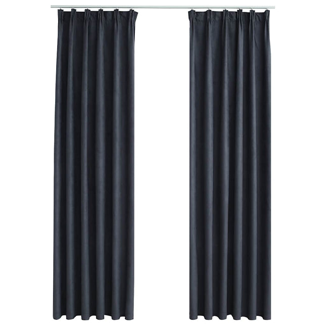 mørklægningsgardiner med kroge 2 stk. 140 x 225 cm antracitgrå