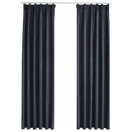 mørklægningsgardiner med kroge 2 stk. 140 x 245 cm antracitgrå