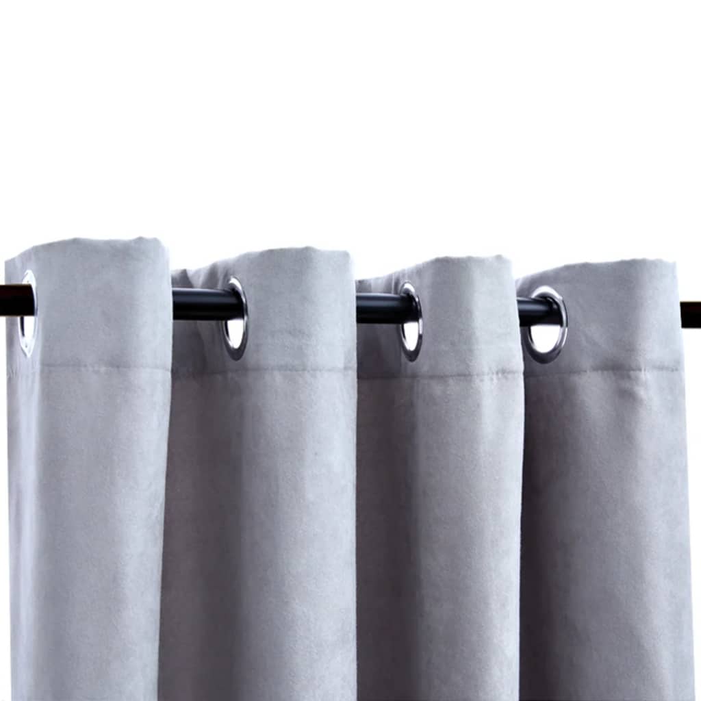 mørklægningsgardiner 2 stk. med metalringe 140 x 225 cm grå