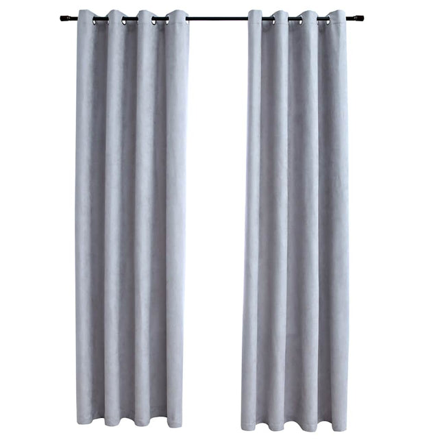 mørklægningsgardiner 2 stk. med metalringe 140 x 245 cm grå