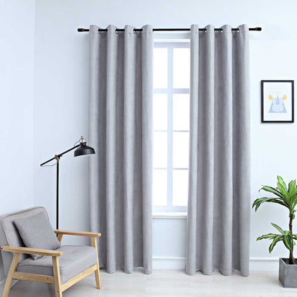 mørklægningsgardiner 2 stk. med metalringe 140 x 245 cm grå