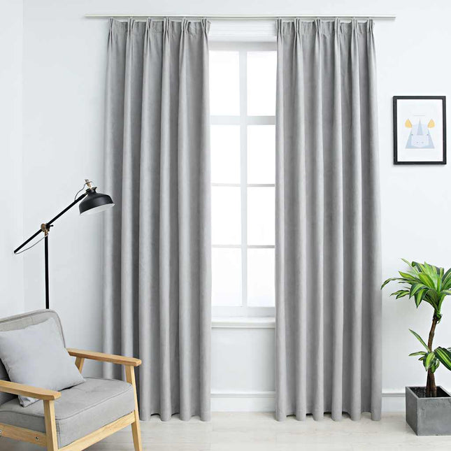 mørklægningsgardiner med kroge 2 stk. 140 x 175 cm grå
