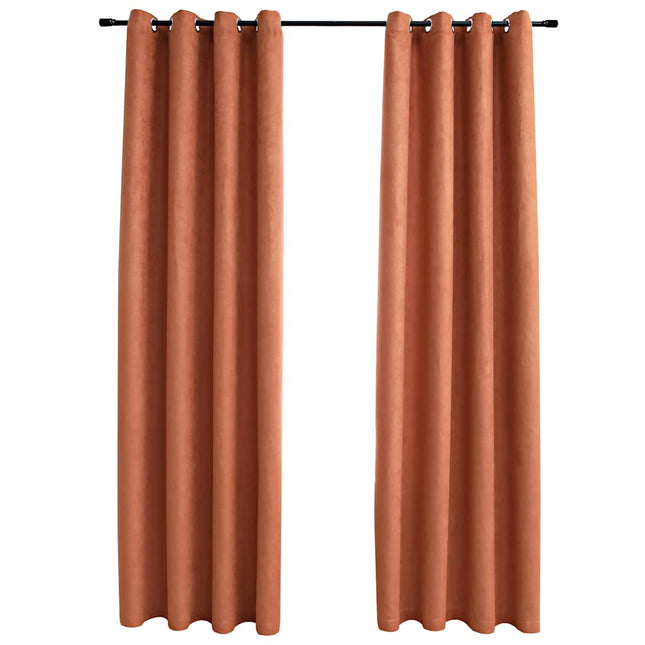 mørklægningsgardiner 2 stk. metalringe 140 x 175 cm rustfarvet