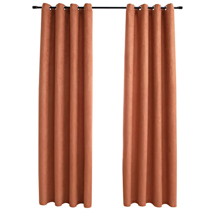 mørklægningsgardiner 2 stk. metalringe 140 x 245 cm rustfarvet