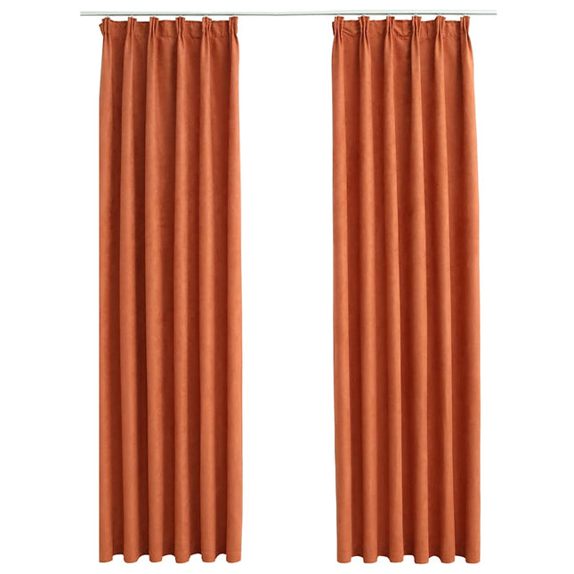 mørklægningsgardiner med kroge 2 stk. 140 x 225 cm rustfarve