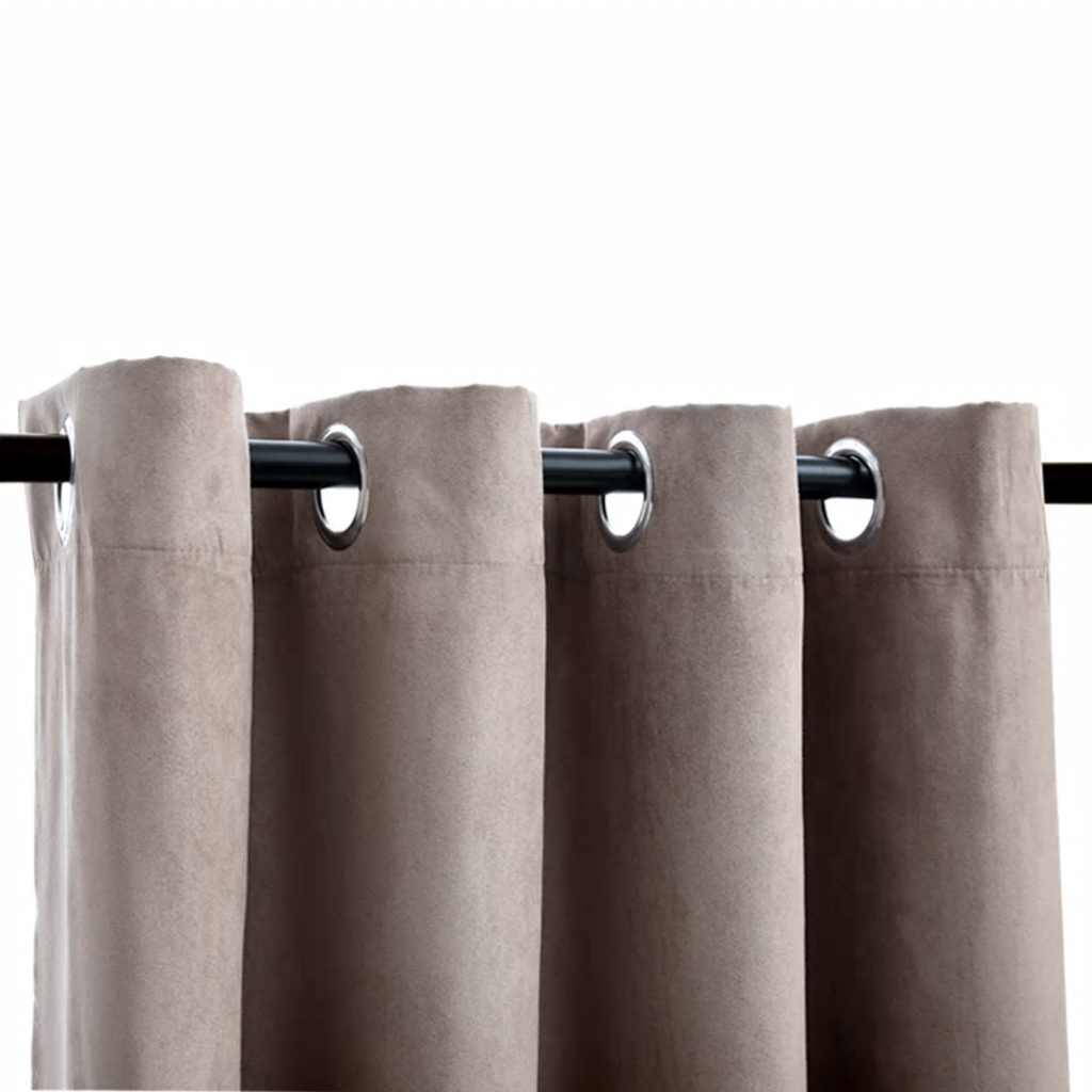 mørklægningsgardiner 2 stk. med metalringe 140 x 175 cm gråbrun