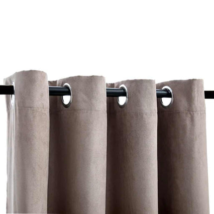 mørklægningsgardiner 2 stk. med metalringe 140 x 225 cm gråbrun