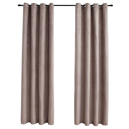 mørklægningsgardiner 2 stk. med metalringe 140 x 245 cm gråbrun