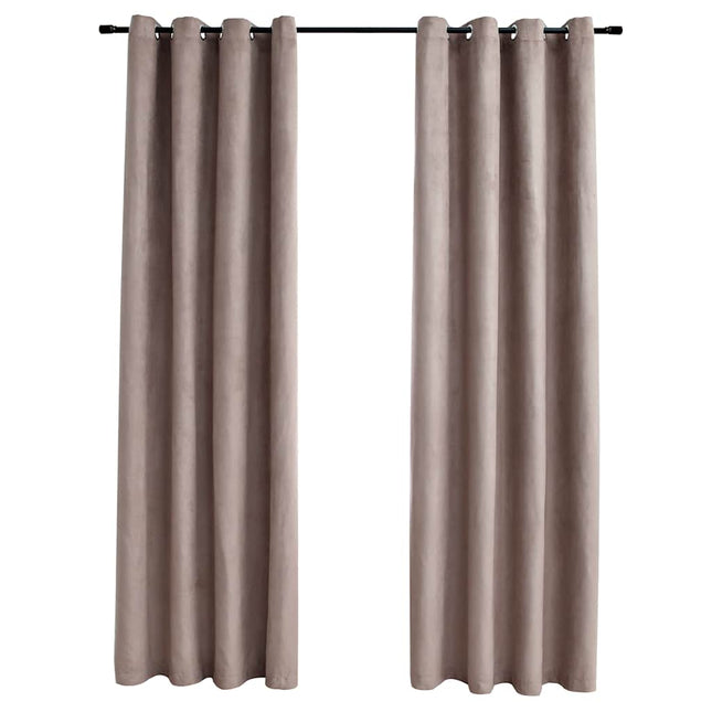 mørklægningsgardiner 2 stk. med metalringe 140 x 245 cm gråbrun