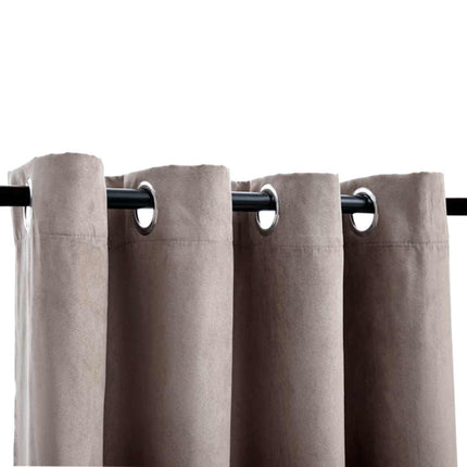 mørklægningsgardiner 2 stk. med metalringe 140 x 245 cm gråbrun