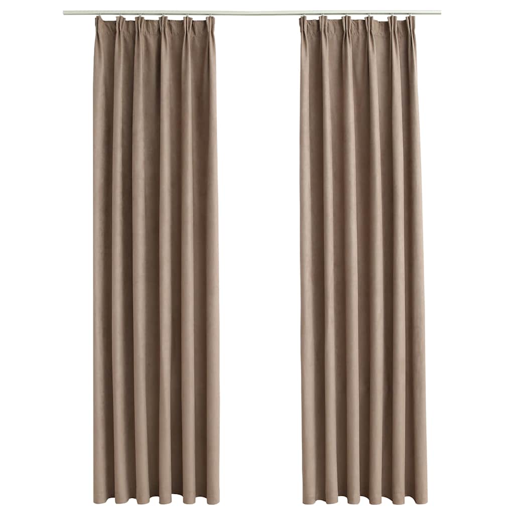 mørklægningsgardiner med kroge 2 stk. 140 x 225 cm gråbrun