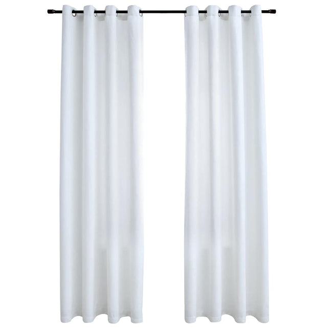 mørklægningsgardiner 2 stk. med metalringe 140 x 175 cm råhvid
