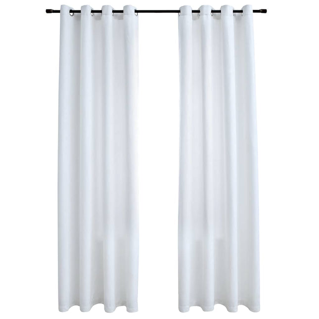 mørklægningsgardiner 2 stk. med metalringe 140 x 225 cm råhvid