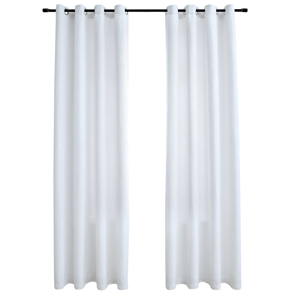 mørklægningsgardiner 2 stk. med metalringe 140 x 225 cm råhvid