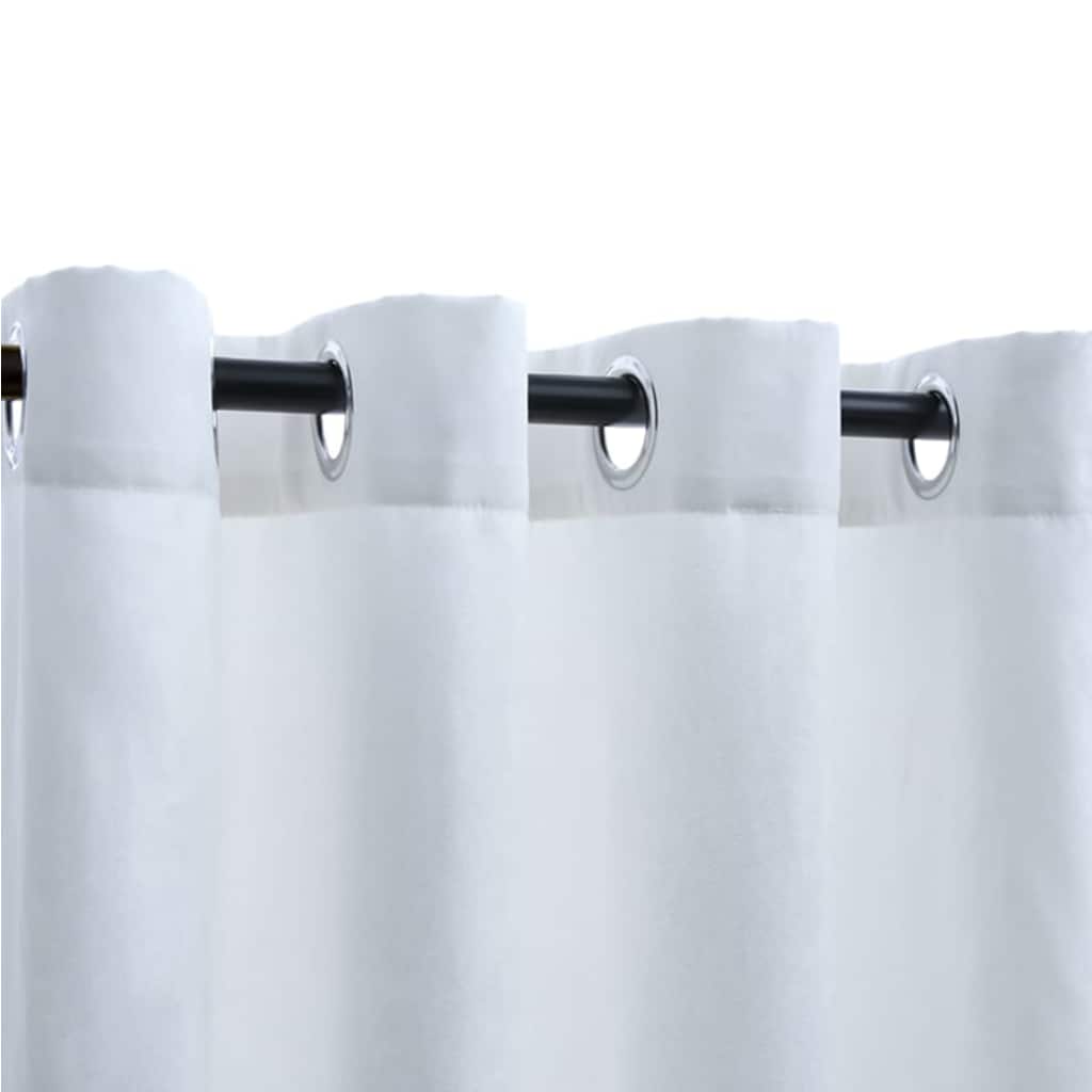 mørklægningsgardiner 2 stk. med metalringe 140 x 225 cm råhvid