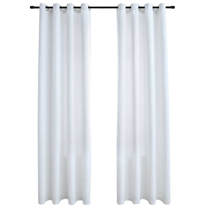 mørklægningsgardiner 2 stk. med metalringe 140 x 245 cm råhvid