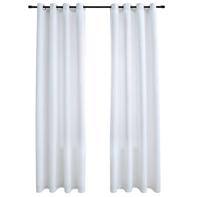 mørklægningsgardiner 2 stk. med metalringe 140 x 245 cm råhvid